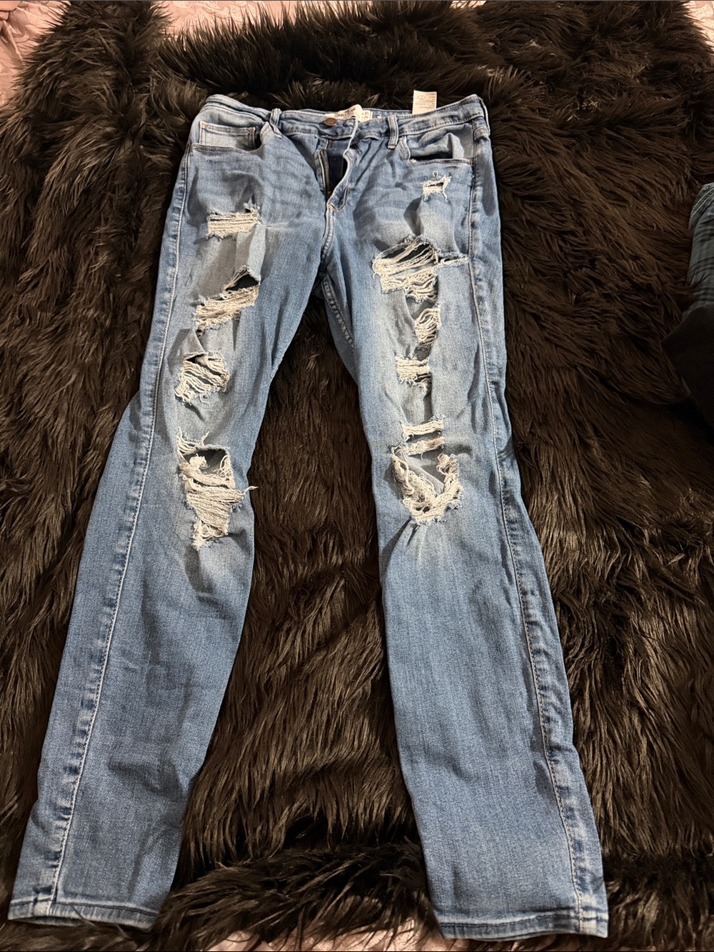 Hollister Light Blue Distressed Boyfriend Jeans